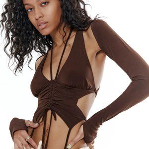 Jaded London Y2K Willow Sleeves Halter Butterfly Tie Top UK 8, US 4 NWT